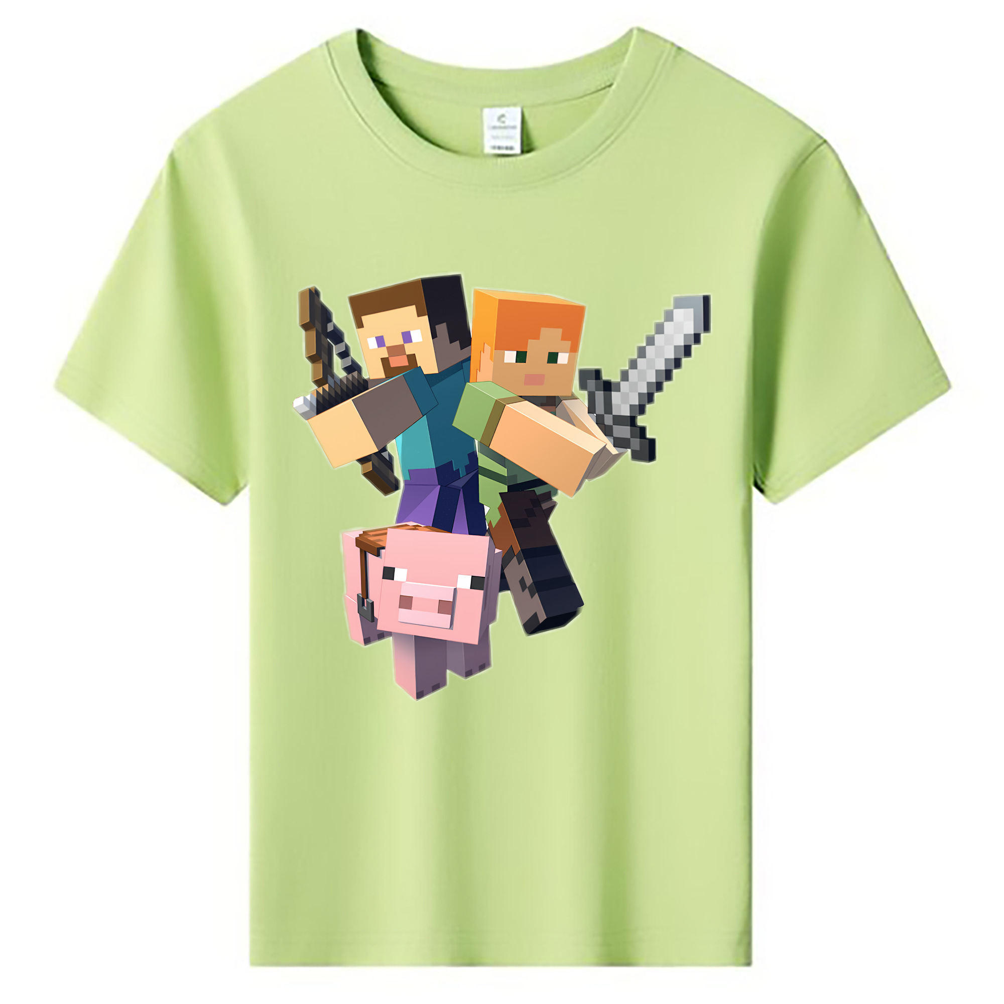 （画像用） マインクラフト ブロックの世界 Minecraft MC Block world 綿100％キッズTシャツ（フロントプリント）